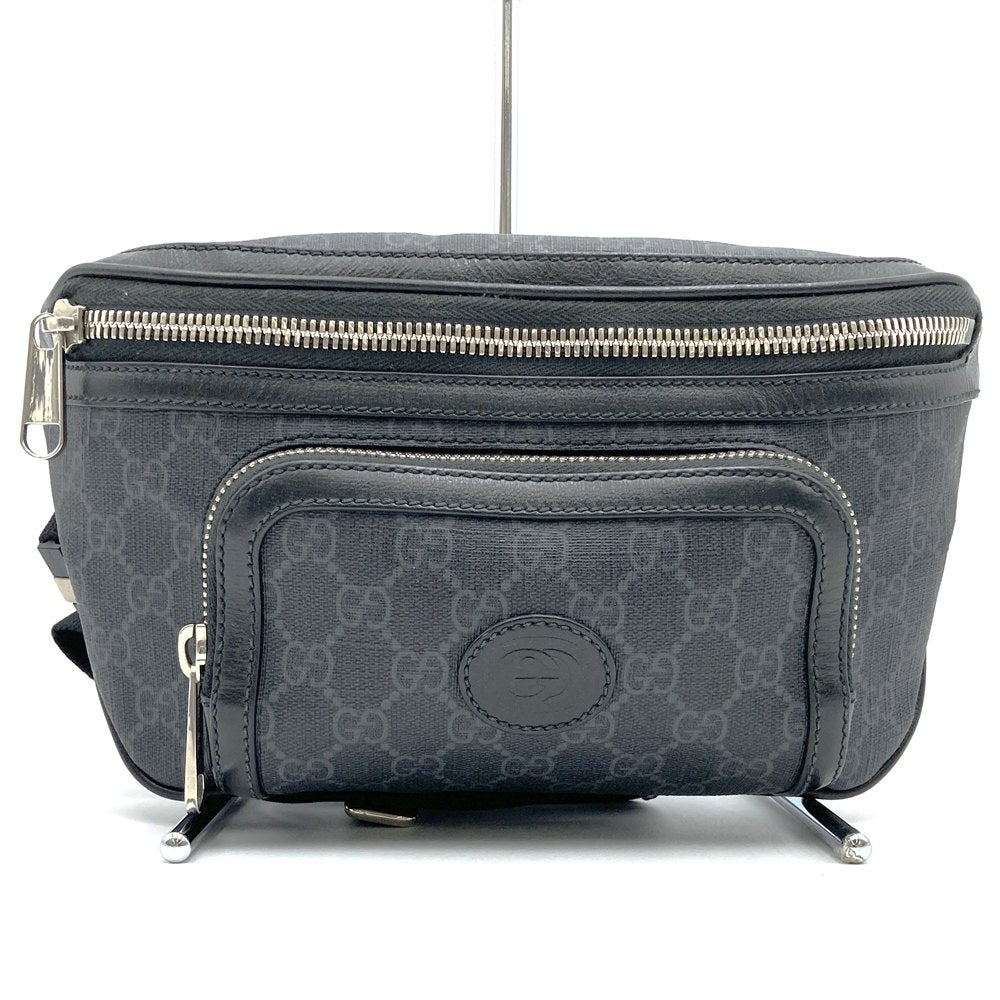 GUCCI グッチ 733240 GGスプリーム ラージ ウエストバッグ ポーチ ボディバッグ ベルトバッグ レザー ブラック