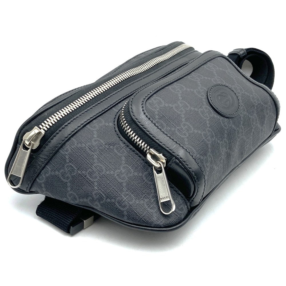 GUCCI グッチ 733240 GGスプリーム ラージ ウエストバッグ ポーチ ボディバッグ ベルトバッグ レザー ブラック