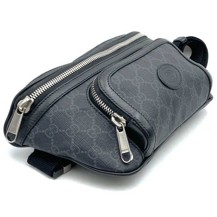 GUCCI グッチ 733240 GGスプリーム ラージ ウエストバッグ ポーチ ボディバッグ ベルトバッグ レザー ブラック